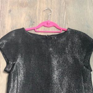 THEORY Cap Sleeve Metallic Wool Shift Dress